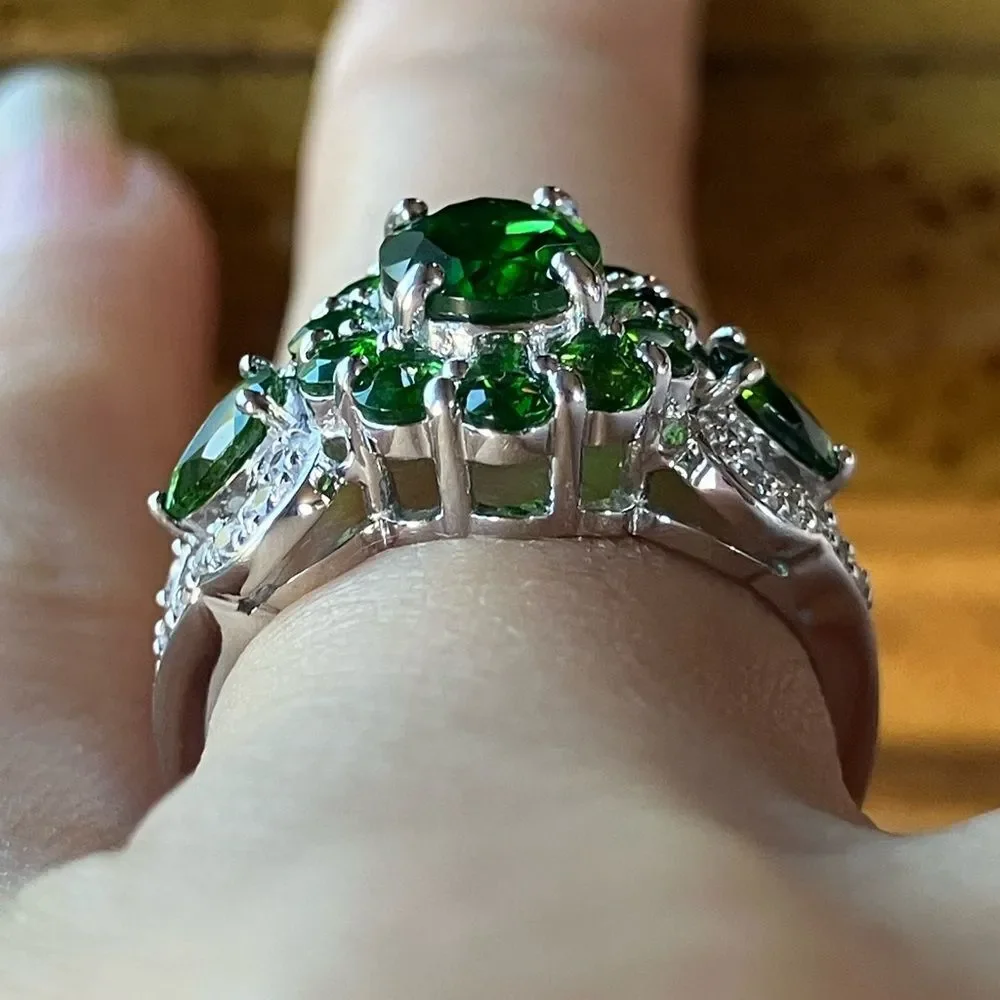 Natural Chrome Diopside Sterling Silver Ring Size 6